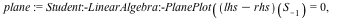 plane := Student:-LinearAlgebra:-PlanePlot((`+`(lhs, `-`(rhs)))(S[-1]) = 0, [x, y, z], caption = 