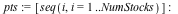 pts := [seq(i, i = 1 .. NumStocks)]; -1