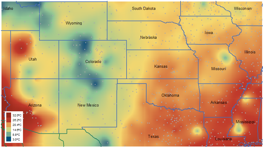 Smoothly Shaded Temperature Map