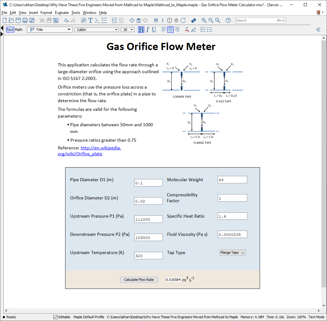 Gas Orifice Flow Meter