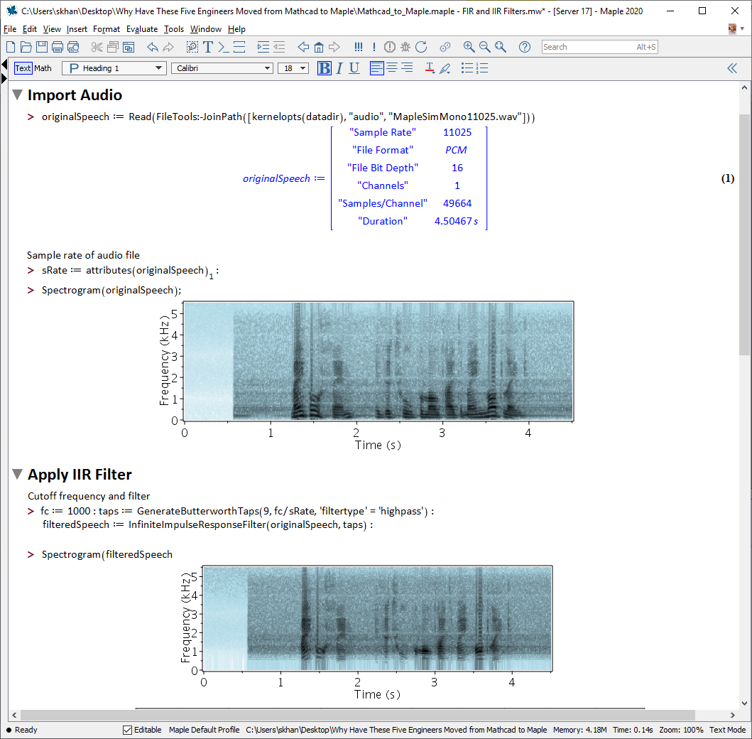 Processing Audio with IIR Filters