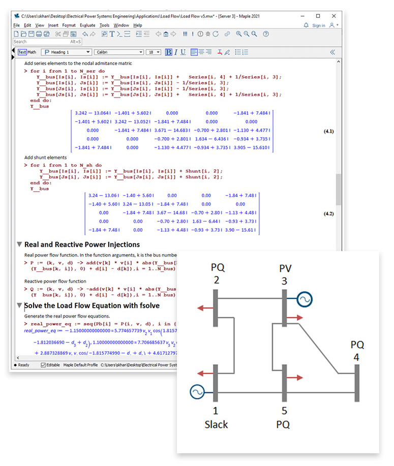 Load Flow Analysis of a Five-Bus Power System Example