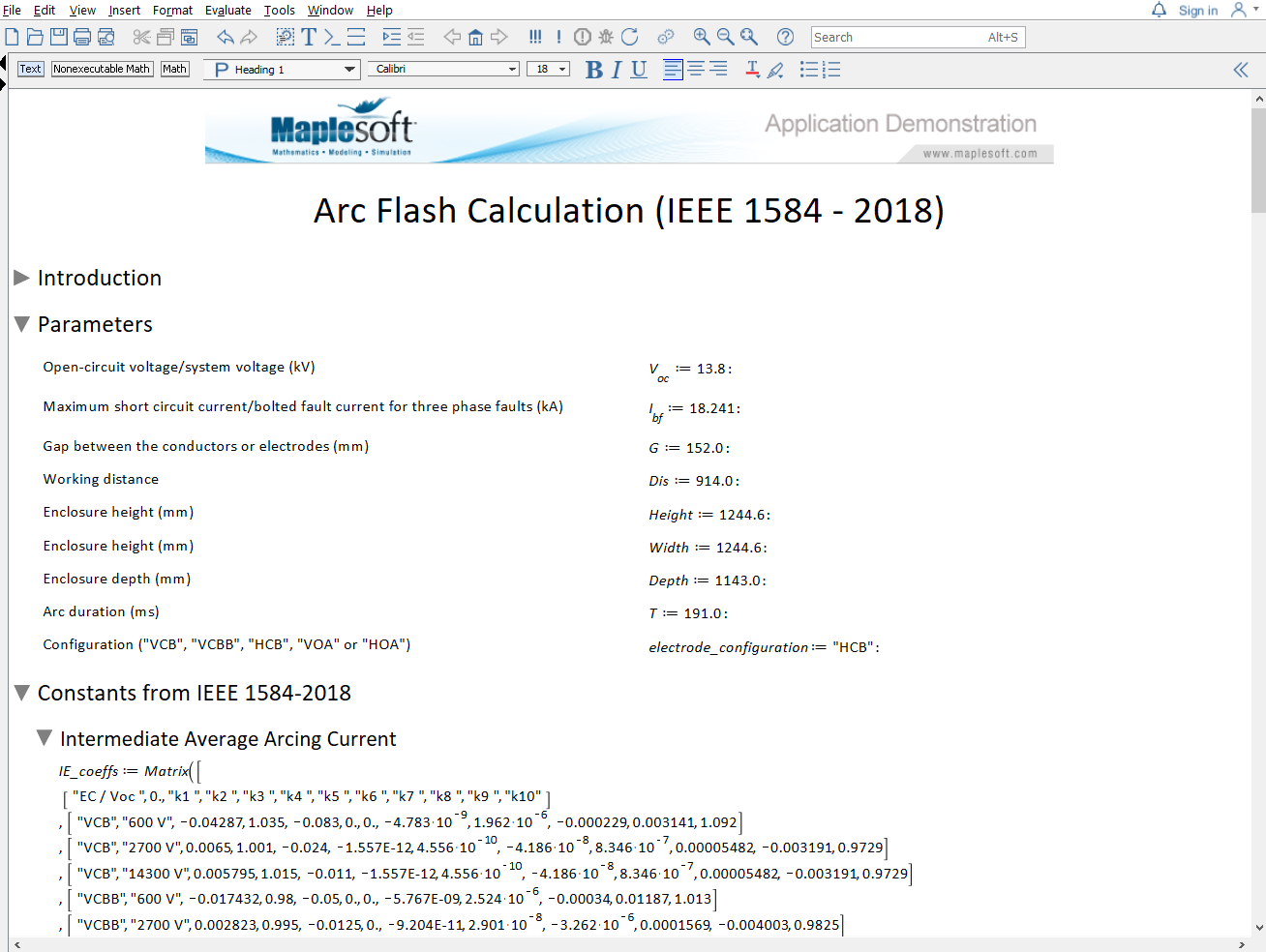 Arc Flash Calculation (IEEE 1584 – 2018) Example