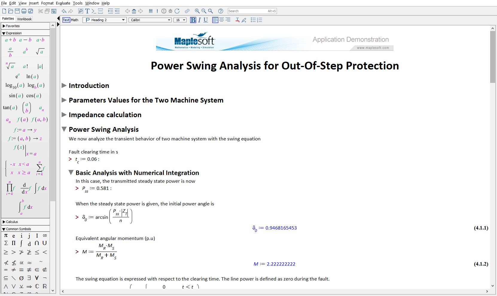 Power Swing Analysis for Out-Of-Step Protection Example