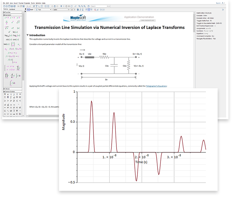 Transmission Line Simulation via Numerical Inversion of Laplace Transforms Example