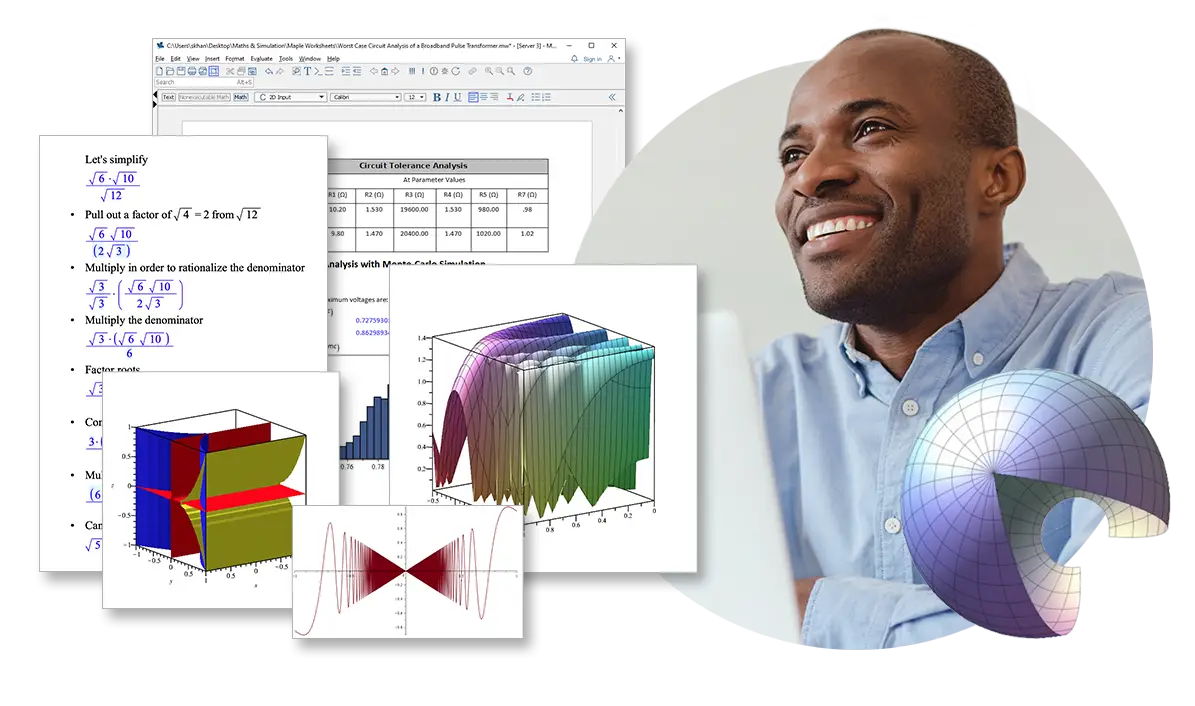 Screenshots of academic products offered by Maplesoft