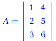 A := rtable(1 .. 3, 1 .. 2, [[1, 4], [2, 5], [3, 6]], subtype = Matrix); 