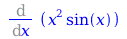 Typesetting:-mprintslash([Diff(`*`(`^`(x, 2), `*`(sin(x))), x)], [Diff(`*`(`^`(x, 2), `*`(sin(x))), x)])